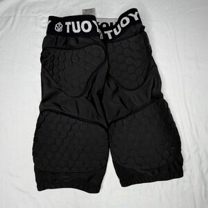TUOY Youth YM Black Padded Compression Shorts Athletic Protective Base Layer